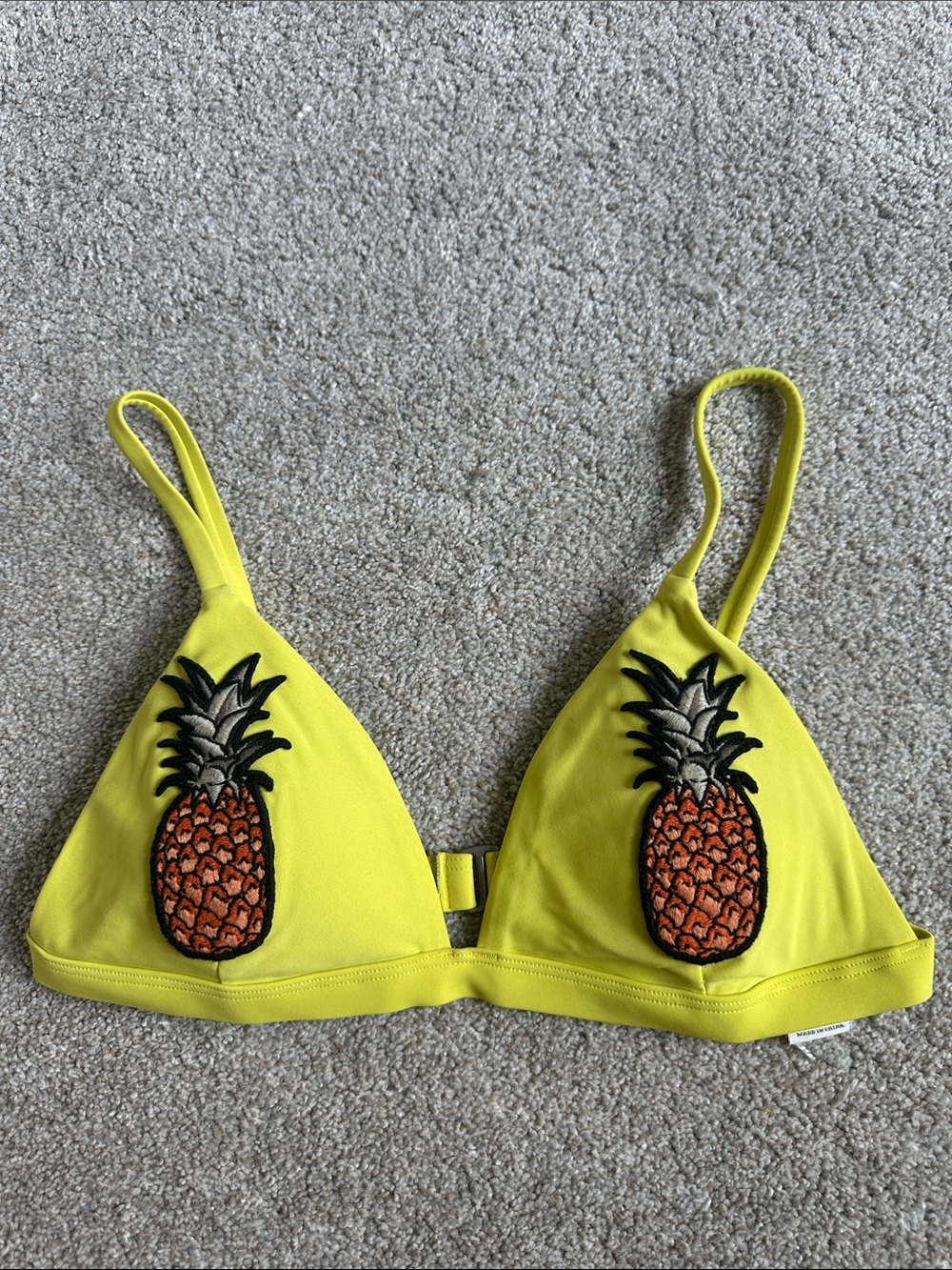 Hollister Yellow Triangle Bikini Top with Pineapple Appliqués